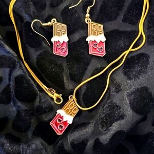 Valentines Chocolate Jewelry Set - Handmade earings and necklace